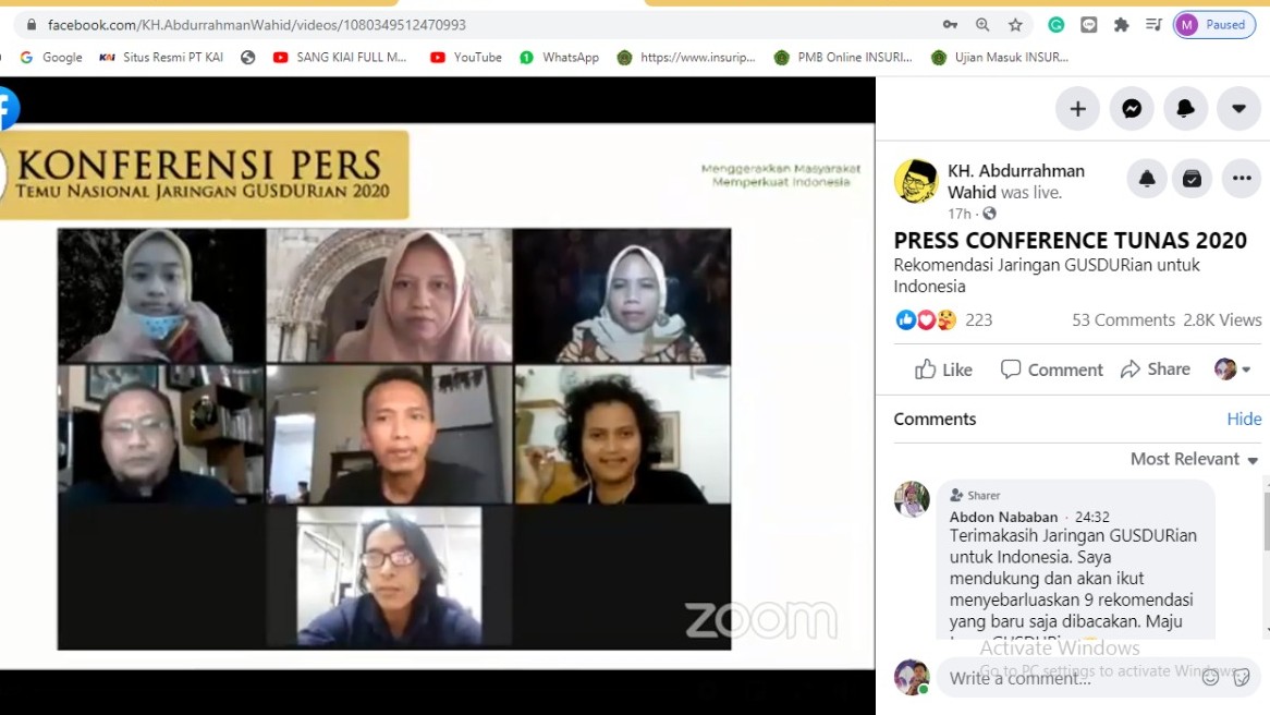 Sembilan Rekomendasi Gusdurian Untuk Indonesia Temu Nasional Jaringan Gusdurian 2020